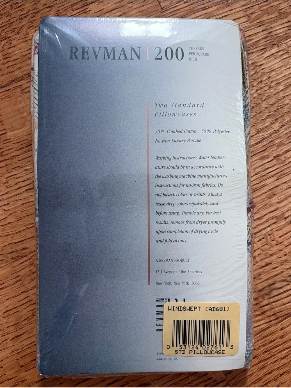 VTG NOS Revman 200 Windswept Pillowcases Set of 2 Standard Percale Abstract 90s